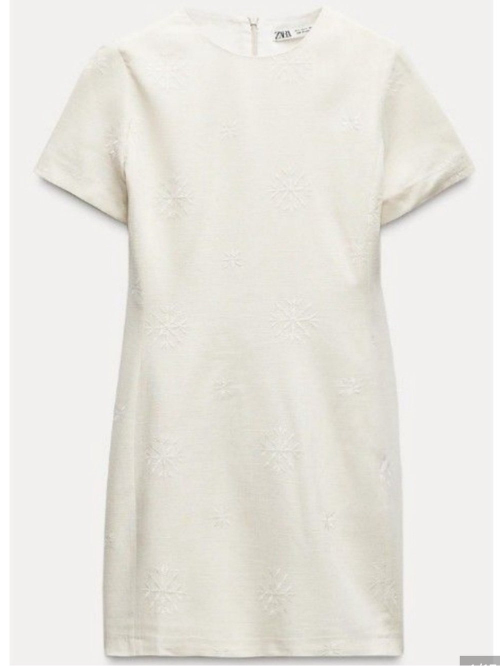 Zara Cream Embroidered Shift Dress